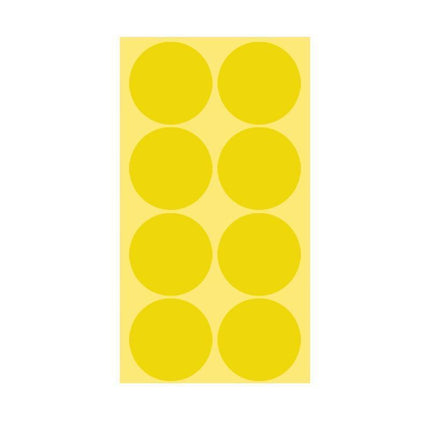 8/13/25/50mm Colour Sticker Dots Adhesive Round Labels Circular Scrapbooking Yellow - 50mm 8 Dots - 5 Sheets.