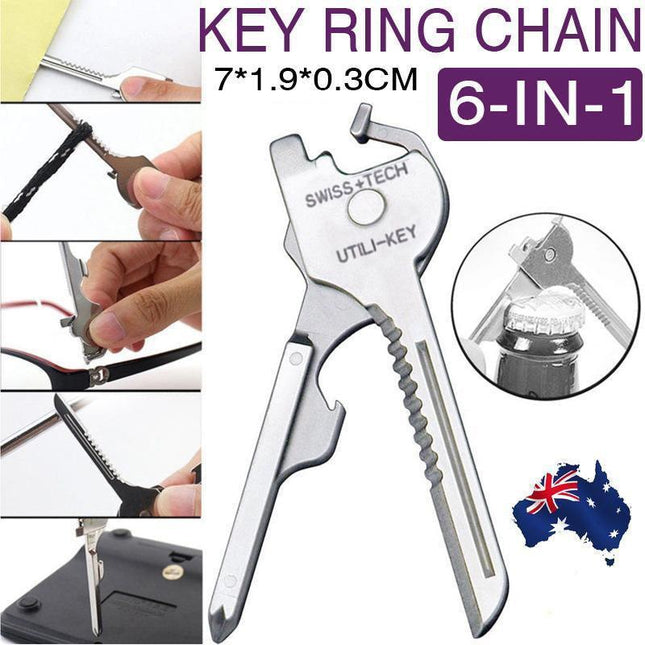 Utili-Key 6 in 1 Key Ring Chain Multi-tool Pocket Knife Screwdriver Swiss Tech.