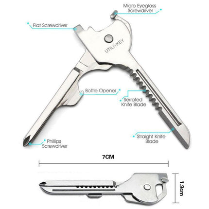Utili-Key 6 in 1 Key Ring Chain Multi-tool Pocket Knife Screwdriver Swiss Tech.