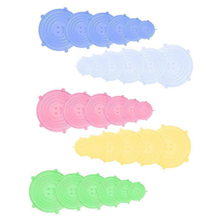 6PCS Stretch Reusable Silicone Food Saver Cover Seal Insta Lids Bowl Wraps - Green.