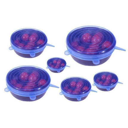 6PCS Stretch Reusable Silicone Food Saver Cover Seal Insta Lids Bowl Wraps - Green.