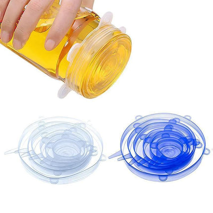 6PCS Stretch Reusable Silicone Food Saver Cover Seal Insta Lids Bowl Wraps - Green.