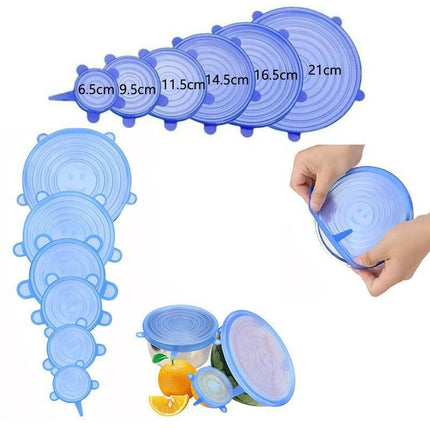 6PCS Stretch Reusable Silicone Food Saver Cover Seal Insta Lids Bowl Wraps - Green.