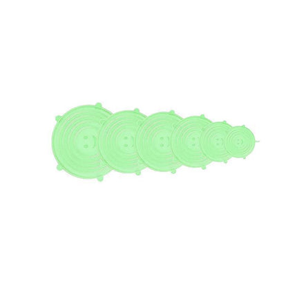 6PCS Stretch Reusable Silicone Food Saver Cover Seal Insta Lids Bowl Wraps - Green.