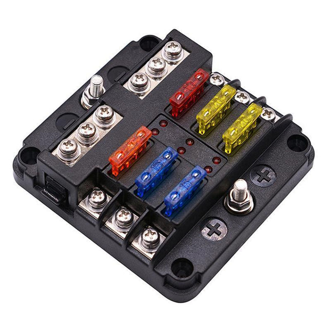 23PC 6 Way Blade Fuse Box Block Holder Indicator LED Light 12V/32V Car Marine.