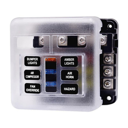 23PC 6 Way Blade Fuse Box Block Holder Indicator LED Light 12V/32V Car Marine.