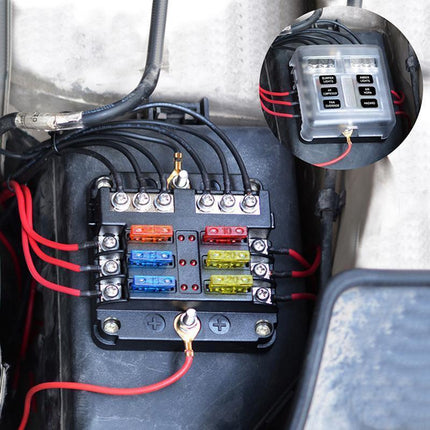 23PC 6 Way Blade Fuse Box Block Holder Indicator LED Light 12V/32V Car Marine.