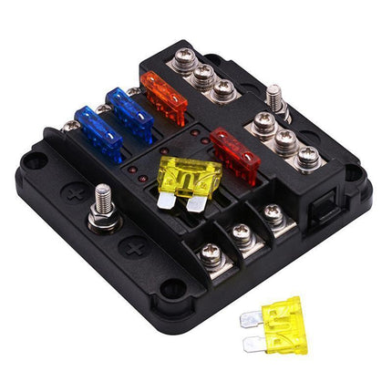 23PC 6 Way Blade Fuse Box Block Holder Indicator LED Light 12V/32V Car Marine.