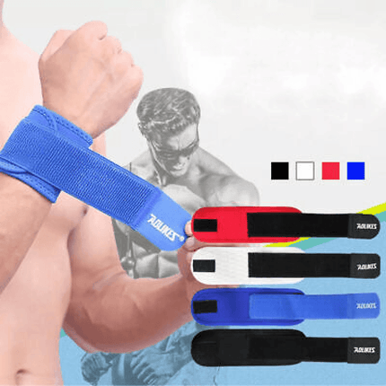 Aolikes Adjustable Sports Gym Wrist Support Brace Wrap Band Wristband Strap Au - Black+Red.