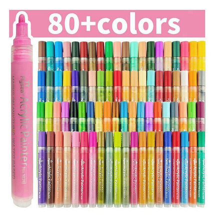 Flysea 12-80 Colours Acrylic Paint Pens Painting Stone Ceramic Glass Marker2-3Mm - 80-Colour Set.