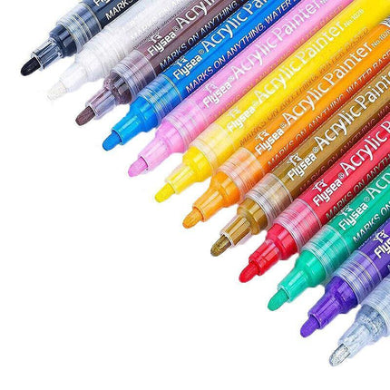 Flysea 12-80 Colours Acrylic Paint Pens Painting Stone Ceramic Glass Marker2-3Mm - 80-Colour Set.