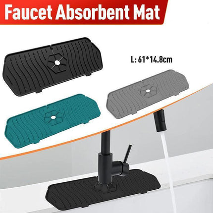 L Size Silicone Faucet Mat Kitchen Protector Faucet Absorbent Mat Sink Splash Guard - Grey.