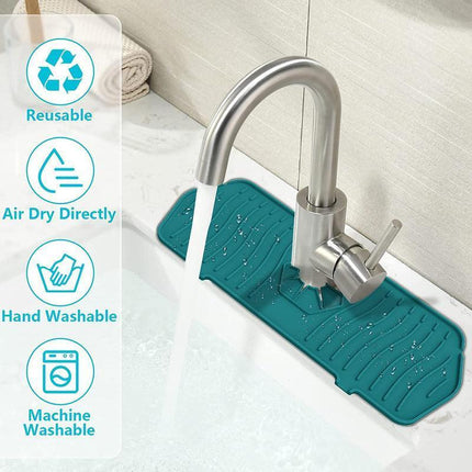 L Size Silicone Faucet Mat Kitchen Protector Faucet Absorbent Mat Sink Splash Guard - Grey.
