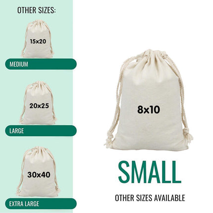10X Canvas Cotton Drawstring Bags Linen Calico Tote Gift Storage Pouches - 25x35cm.