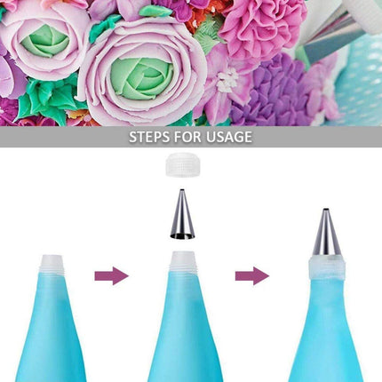 2/4PCS Reusable Silicone Pastry Bag DIY Icing Bags Cream Cake Decorating - 2 PCS(18 inch *2).
