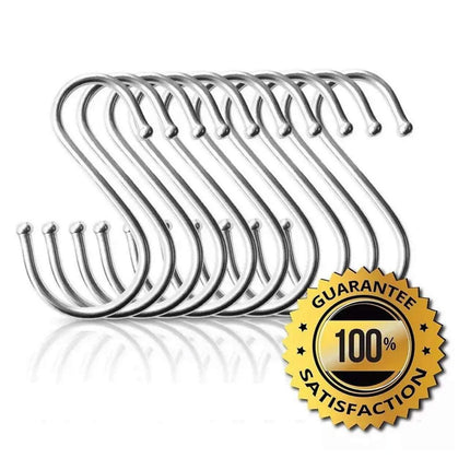 8cm Stainless Steel S Shape Hooks Kitchen Hanger Rack Clothes Hanging Plant Holders - 20PCS.