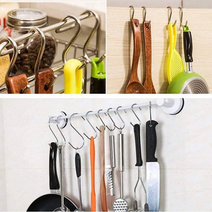 8cm Stainless Steel S Shape Hooks Kitchen Hanger Rack Clothes Hanging Plant Holders - 20PCS.