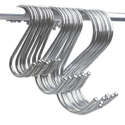 12cm Stainless Steel S Shape Hooks Kitchen Hanger Rack Clothes Hanging Plant Holders - 10PCS.