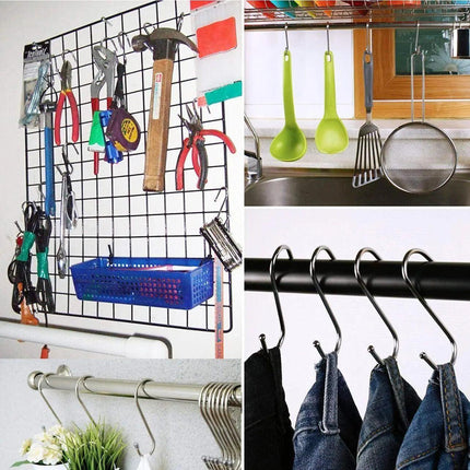 12cm Stainless Steel S Shape Hooks Kitchen Hanger Rack Clothes Hanging Plant Holders - 10PCS.