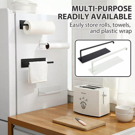Self-Adhesive Paper Towel Holder Rack for Kitchen Rolls and Wrap Storage - Black x 1 unit.