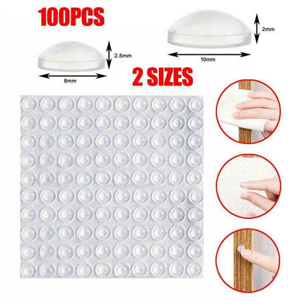 100PCS Clear Silicone Bumper Pads Self Adhesive Door Drawer Cabinet Furniture Stopper - 100PCS-10*2mm.
