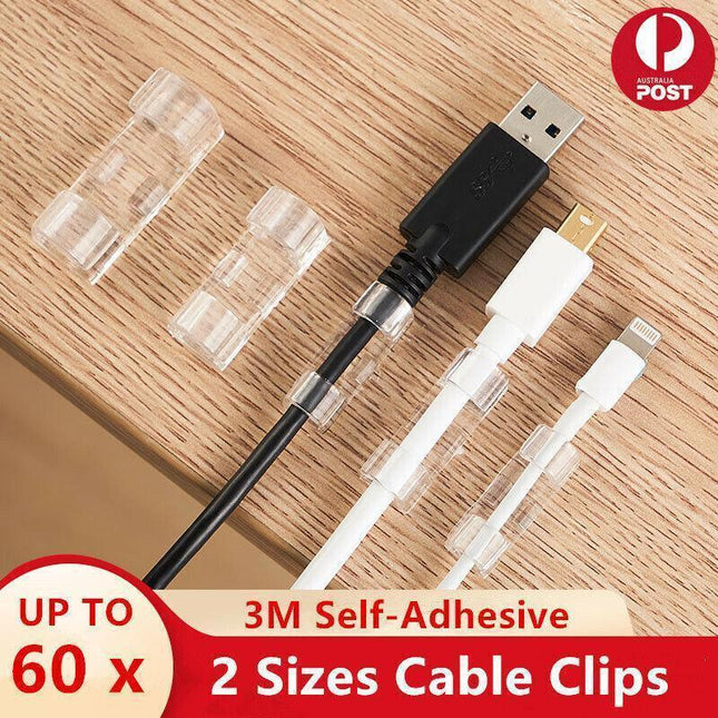 20PCS Cable Clips Management Holder Cord Wire Line Organizer Self-Adhesive M - M Size - White x 20 PCS.