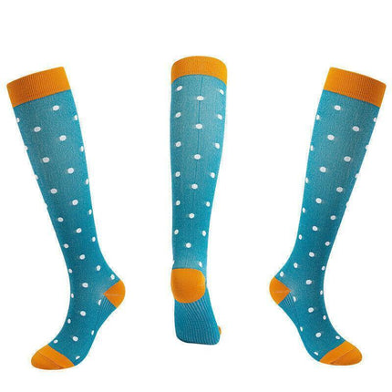 L/XL Size Compression Socks Unisex Adult Nursing Travel Stocking Sport - Green Bar.