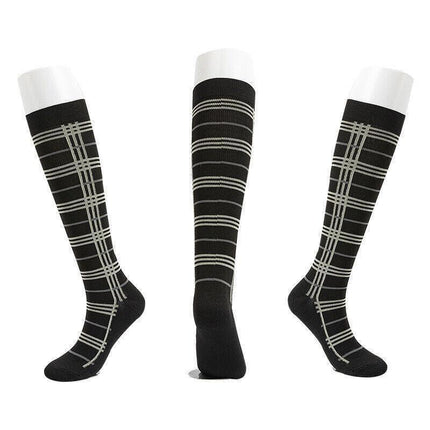 L/XL Size Compression Socks Unisex Adult Nursing Travel Stocking Sport - Green Bar.