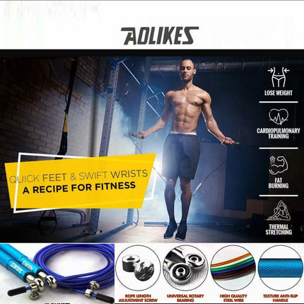 Aolikes Adjustable High Speed Steel Skipping Jump Rope Dual Bearings Gym Boxing - Red.