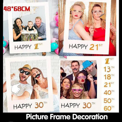 1Th 18Th-60Th Photo Booth Props Picture Frame Wedding Birthday Party Decoration - Happy 50TH.