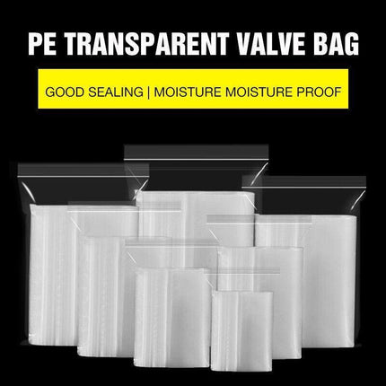 100PCS 100micron Bulk Clear Resealable PE Plastic Zip Bags - 5*7CM.