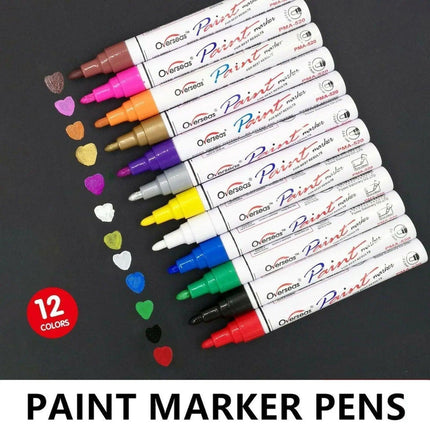 Multicolour Permanent Paint Marker Pens for Tyre Metal Glass Rubber - Red.