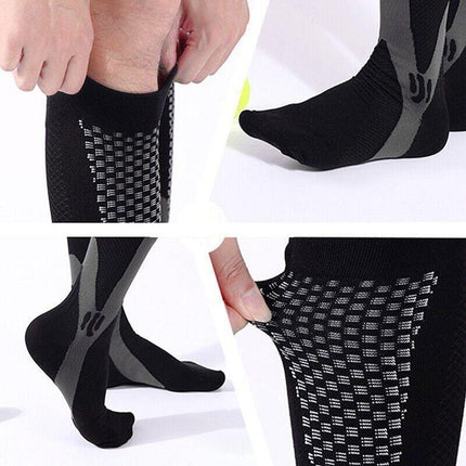 Copper Compression Socks for Running Travel Sports Anti Fatigue Support XXL Unisex - Black.