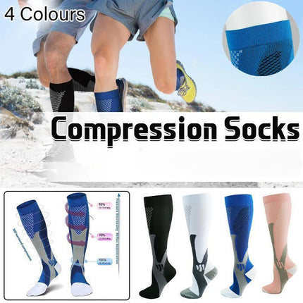 Copper Compression Socks for Running Travel Sports Anti Fatigue Support XXL Unisex - Blue.