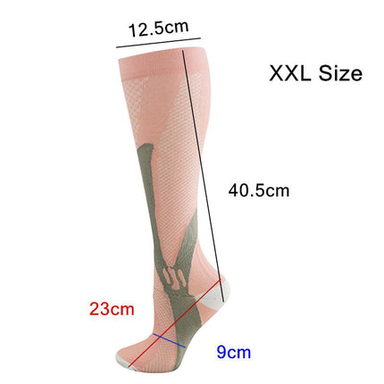 Copper Compression Socks for Running Travel Sports Anti Fatigue Support XXL Unisex - Blue.