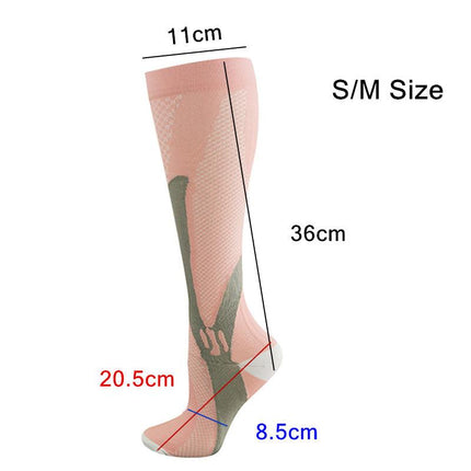 Copper Compression Socks for Running Travel Sports Anti Fatigue Support S/M Unisex - Pink.