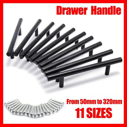 1pcs Black Kitchen Cabinet Door Handles Matte Black Stainless Steel Door Drawer Pull T Bar - 500mm/320mm.