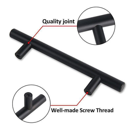 1pcs Black Kitchen Cabinet Door Handles Matte Black Stainless Steel Door Drawer Pull T Bar - 500mm/320mm.