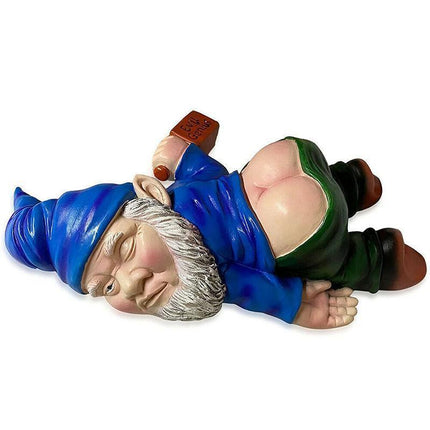 Funny Drunk Dwarf Garden Gnome Decor Yard Patio Ornament Rude Passed Out Statue.