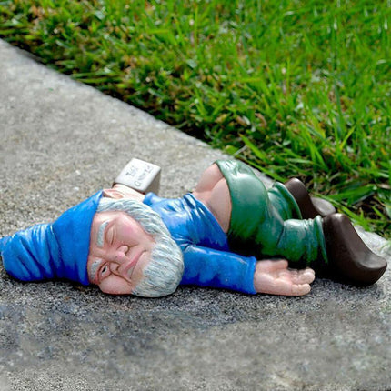 Funny Drunk Dwarf Garden Gnome Decor Yard Patio Ornament Rude Passed Out Statue.