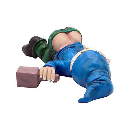Funny Drunk Dwarf Garden Gnome Decor Yard Patio Ornament Rude Passed Out Statue.