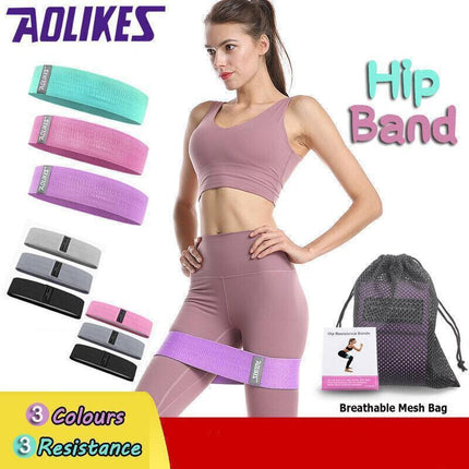 Aolikes Set 3 Resistance Booty Bands Hip Circle Loop Bands Workout Exercise - Set of 3 (Green,Pink,Purple) with Bag.
