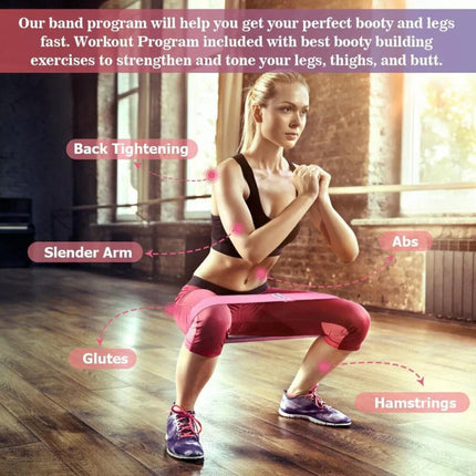 Aolikes Set 3 Resistance Booty Bands Hip Circle Loop Bands Workout Exercise - Set of 3 (Green,Pink,Purple) with Bag.