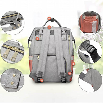 Luxury Multifunctional Diaper Nappy Backpack Maternity Mummy Changing Bag - Wavy Grain.