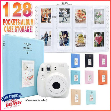 128 Pockets Album Case Storage For Polaroid Photo FujiFilm Camera Film - Blue.