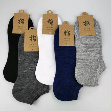 5X Pairs Low Cut Socks Cotton Soft Breathable Non-Slip Casual Ankle - Black (5 Pairs).