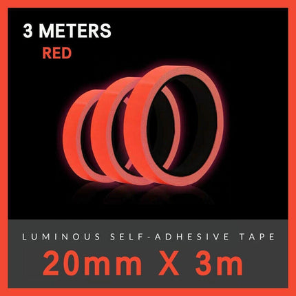 2cm x 3m Glow in the Dark Fluorescent Tape Self-Adhesive Strip for Marking and Decor - Red 2cm*3m.