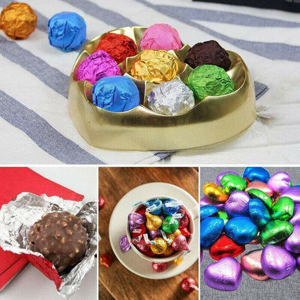 100Pcs Aluminium Foil Chocolate Wrappers 20cm Squares - Gold/Gloss.
