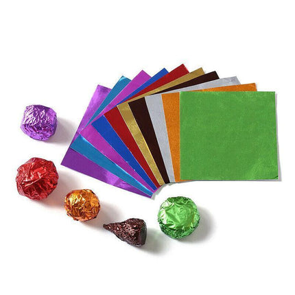 100Pcs Aluminium Foil Chocolate Wrappers 20cm Squares - Gold/Gloss.