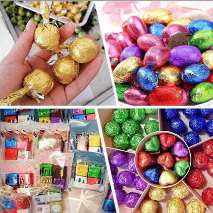 100PCS Tin Foil Aluminium Wrapping Square Chocolate Wrappers 10CM - Purple/Gloss.